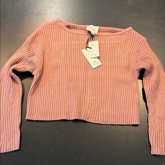 Pink Rose Ribbed Knit Wide Leg Set in Mauve Bloom. - Picture 4 of 7